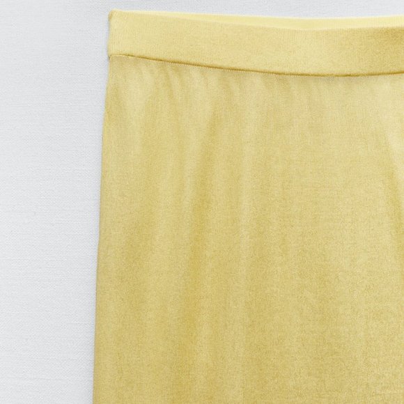 NWT METALLIC THREAD SEMI SHEER GOLDEN KNIT SKIRT - Picture 4 of 7